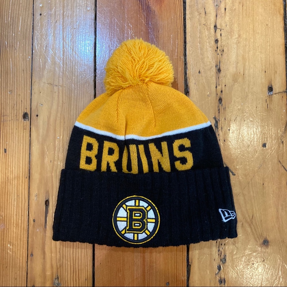 bruins black and gold new era knit hat